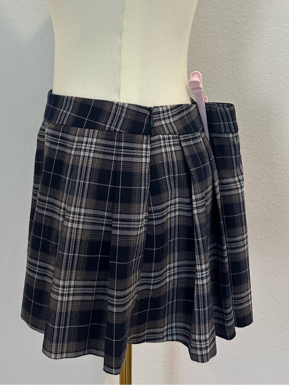 Garage Black and Gray Plaid Mini Skirt - Picture 3 of 5